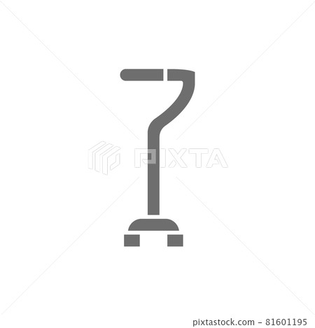 Walking stick, crutch, telescopic cane grey icon. 81601195