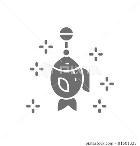 Fish on hook, fishing bait, lure grey icon. Fish on hook, fishing bait, lure grey icon. 81601323