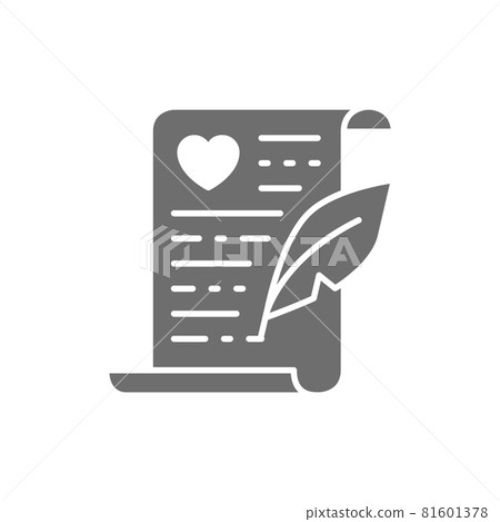 Wedding certificate, marriage contract grey icon. Isolated on white background 81601378