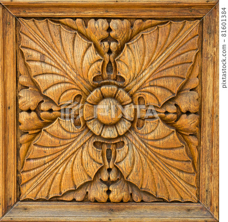 square wood panel hand carved with flower and plant shapes square wood panel hand carved with flower and plant shapes 81601384