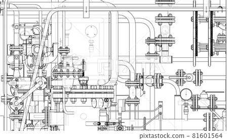 Valves and other industrial equipment. Vector 81601564