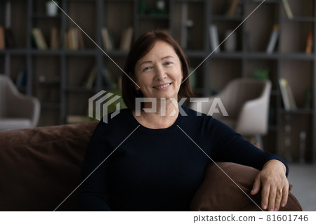 Portrait of happy confident sincere elderly woman. 81601746