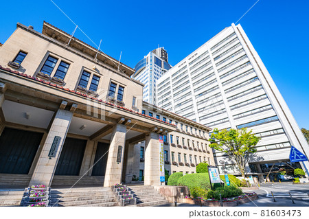 靜岡縣靜岡市靜岡縣廳主樓和東樓晴天 靜岡縣靜岡市靜岡縣廳主樓和東樓晴天 81603473