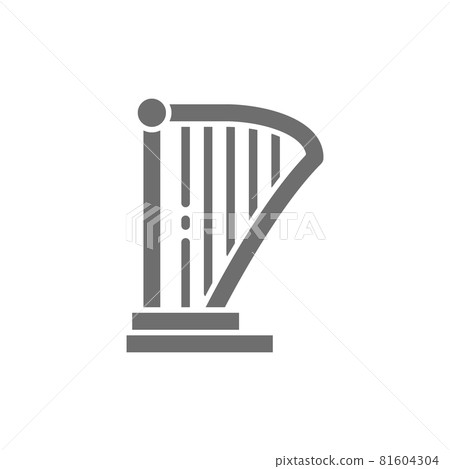 Harp, lyre, music instrument grey icon. Isolated on white background 81604304