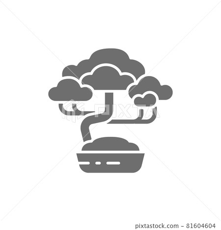 Bonsai tree grey icon. Isolated on white background 81604604
