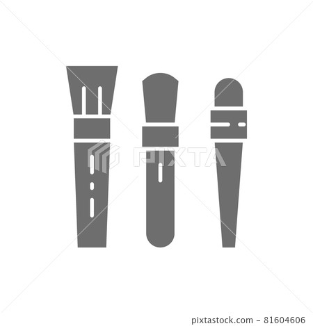 Set of makeup brushes for foundation and eyes grey icon. 81604606