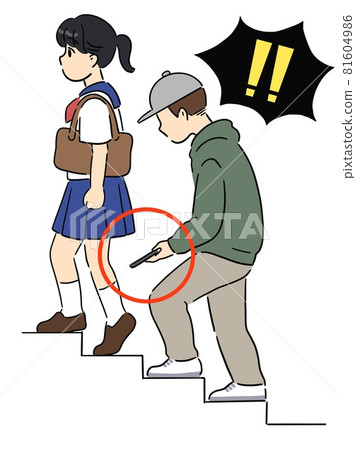 Girl in uniform voyeur on the stairs 81604986