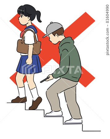 Girl in uniform voyeur on the stairs 81604990