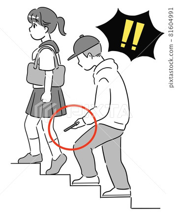 Girl in uniform voyeur on the stairs 81604991