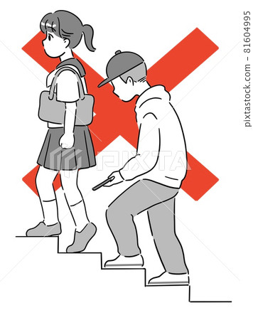 Girl in uniform voyeur on the stairs 81604995