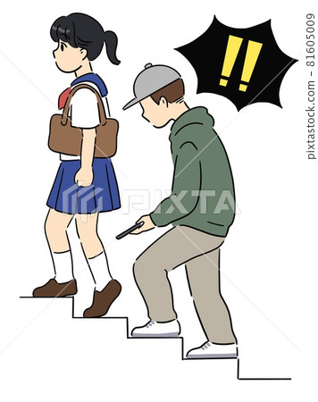 Girl in uniform voyeur on the stairs Girl in uniform voyeur on the stairs 81605009