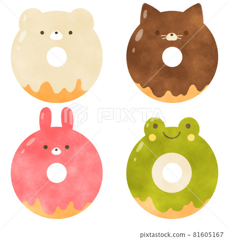 動物甜甜圈插畫水彩風格 動物甜甜圈插畫水彩風格 81605167