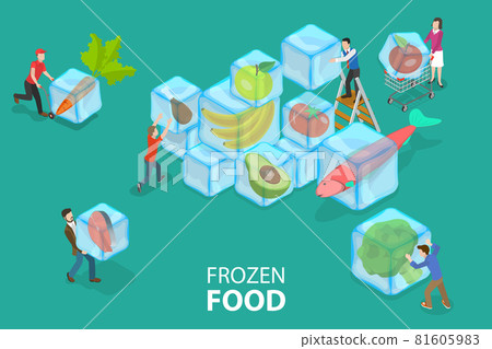 3D Isometric Flat Vector Conceptual Illustration of Frozen Food 81605983