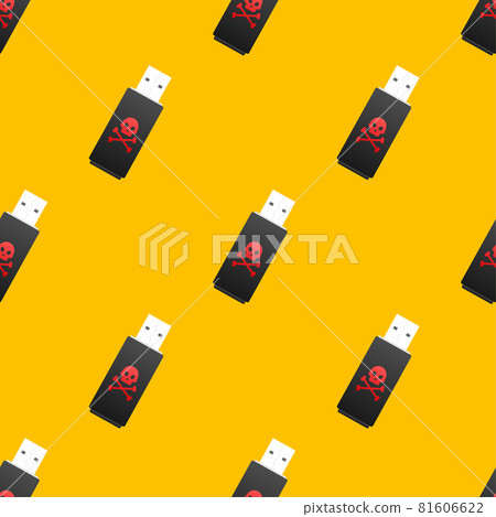 Computer virus on usb flash card pattern. Virus protection. Vector stock illustration. 81606622