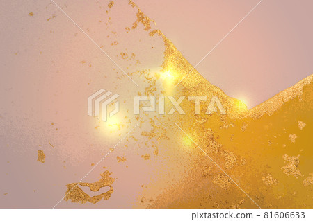 Abstract pink, yellow and gold alcohol ink pattern with marble texture 81606633