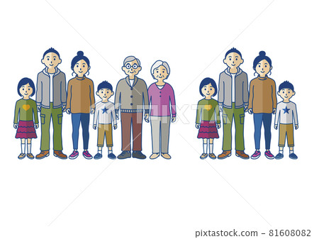Family full body line drawing illustration 81608082