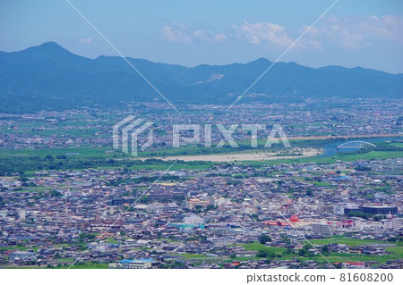 從德島縣吉野川市櫻桃路眺望鹿島町和上板町 81608200