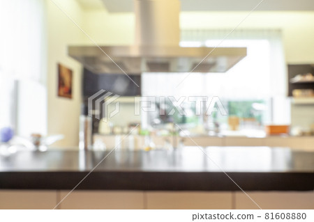 Blurred kitchen interior with modern functional appliances and furniture 81608880