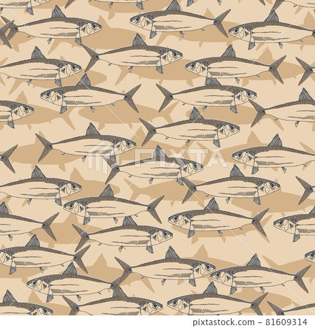 Sardines seamless pattern. Design for textile, wallpaper, wrapping paper. 81609314