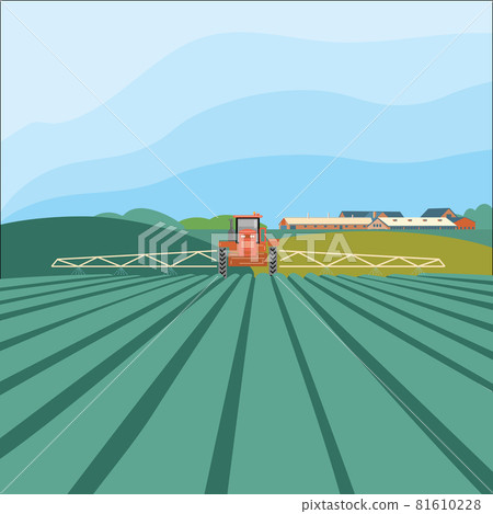 Tractor in the field. Agribusiness concept, agricultural industr 81610228