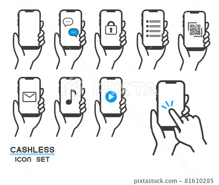 矢量插圖素材/拍攝/手持智能手機或查看消息和視頻的操作 81610285