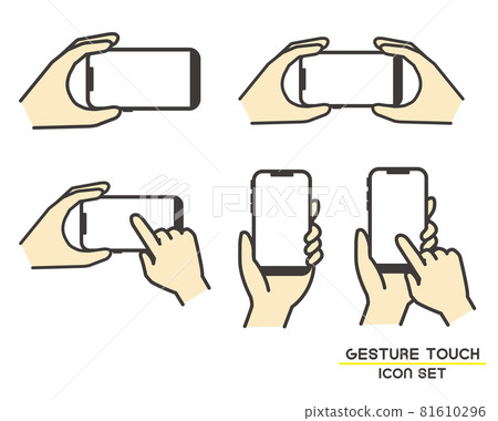 Vector illustration material of hand holding a smartphone / smartphone / operation 81610296