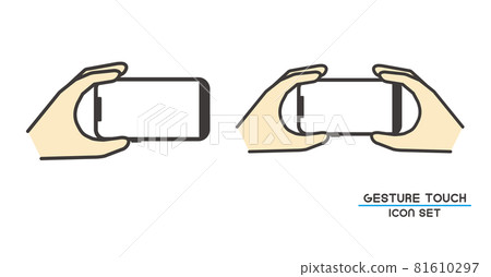 Vector illustration material of hand holding a smartphone / smartphone / operation 81610297