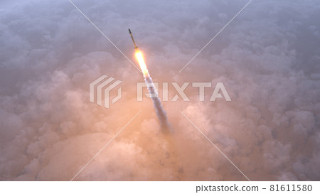 Rocket flies through the clouds 81611580