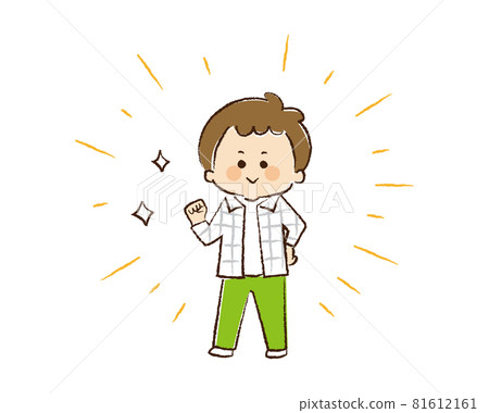 Line drawing of elementary school boys who are full of motivation Line drawing of elementary school boys who are full of motivation 81612161