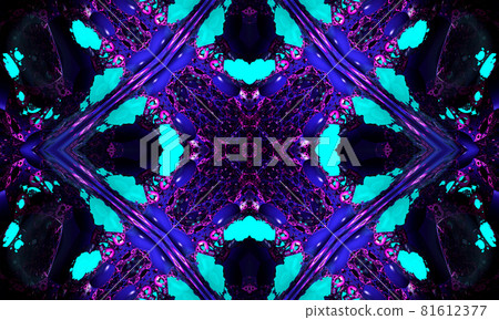 Modern and futuristic abstract digital neon background kaleidoscope pattern ideal for technology 81612377
