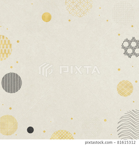 Japanese-style background material, traditional Japanese pattern, polka dots, gold, black, beige Japanese-style background material, traditional Japanese pattern, polka dots, gold, black, beige 81615312