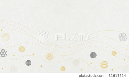 Japanese-style background material, traditional Japanese pattern, polka dots, gold, black, white [16: 9] 81615314