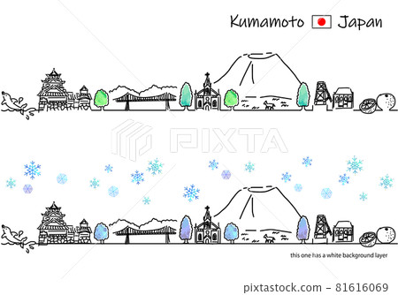 冬季熊本縣城市景觀簡筆劃集 81616069