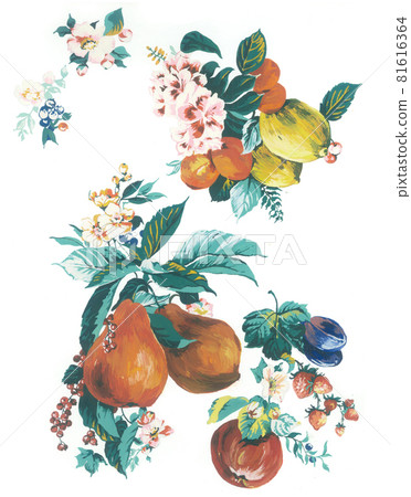  色彩豐富的花卉素材組合和設計元素 81616364