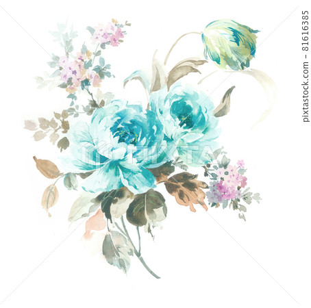  色彩豐富的花卉素材組合和設計元素 81616385