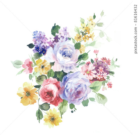  色彩豐富的花卉素材組合和設計元素 81616432