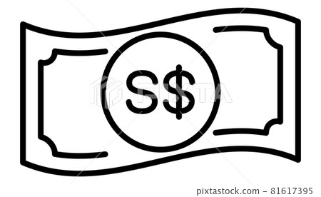Singapore dollar banknote line icon 81617395