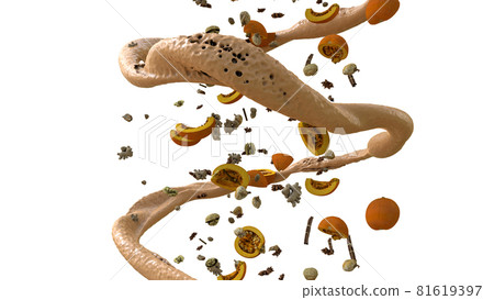 Pumpkin spice latte spiral with spices graphic 81619397
