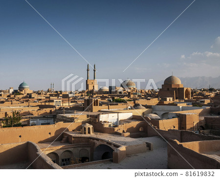 rootops and landscape view of  yazd city old town iran 81619832