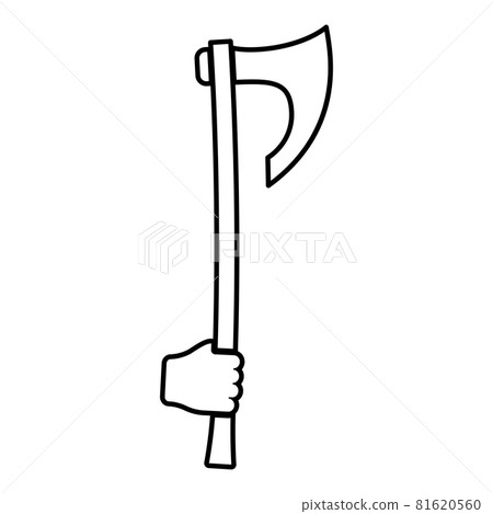 War axe in hand use arm poleaxe contour outline War axe in hand use arm poleaxe contour outline 81620560