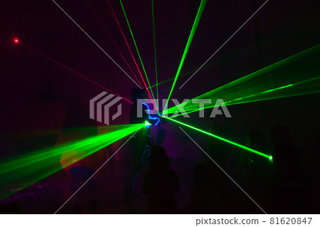 Colorful lights show. Laser show in motion in dark 81620847