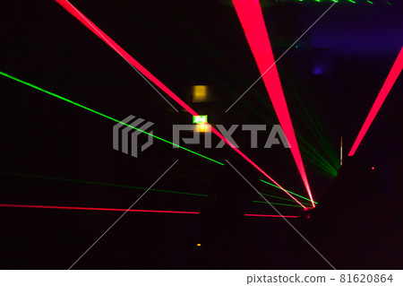 Colorful lights show. Laser show in motion in dark 81620864