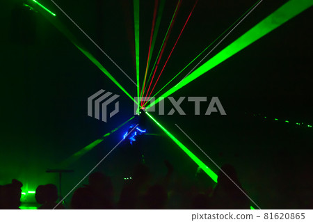 Colorful lights show. Laser show in motion in dark 81620865