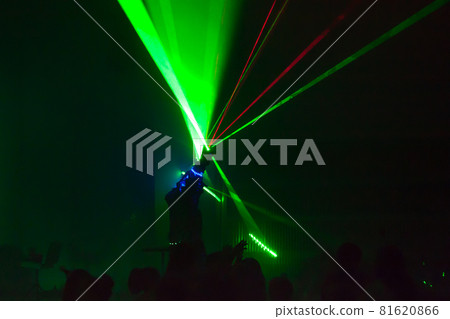 Colorful lights show. Laser show in motion in dark Colorful lights show. Laser show in motion in dark 81620866