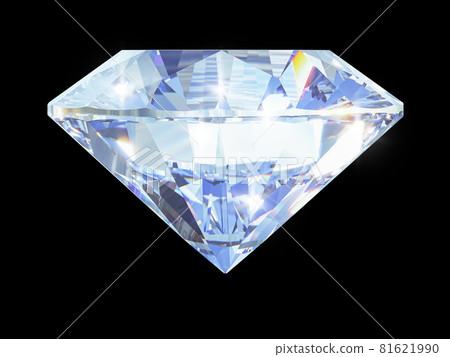 Beautiful 3D Rendered Shiny Diamond in Brilliant Cut on Black Background , Crystal Background 81621990