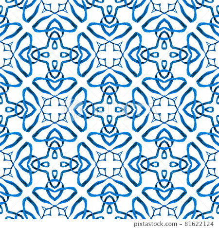 Watercolor summer ethnic border pattern. Blue precious boho chic summer design. Textile ready lively print, swimwear fabric, wallpaper, wrapping. Ethnic hand painted pattern. Watercolor summer ethnic border pattern. Blue precious boho chic summer design. Textile ready lively print, swimwear fabric, wallpaper, wrapping. Ethnic hand painted pattern. 81622124