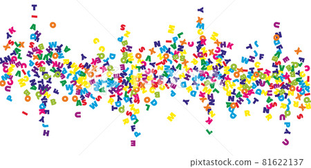 Falling letters of English language. Colorful flying words of Latin alphabet. Foreign languages study concept. Great back to school banner on white background. Falling letters of English language. Colorful flying words of Latin alphabet. Foreign languages study concept. Great back to school banner on white background. 81622137