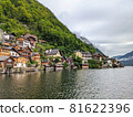 Hallstatt Austria city at lake and mountains panorama 81622396