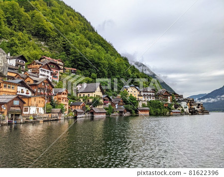 Hallstatt Austria city at lake and mountains panorama Hallstatt Austria city at lake and mountains panorama 81622396