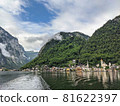 Hallstatt Austria city at lake and mountains panorama 81622397